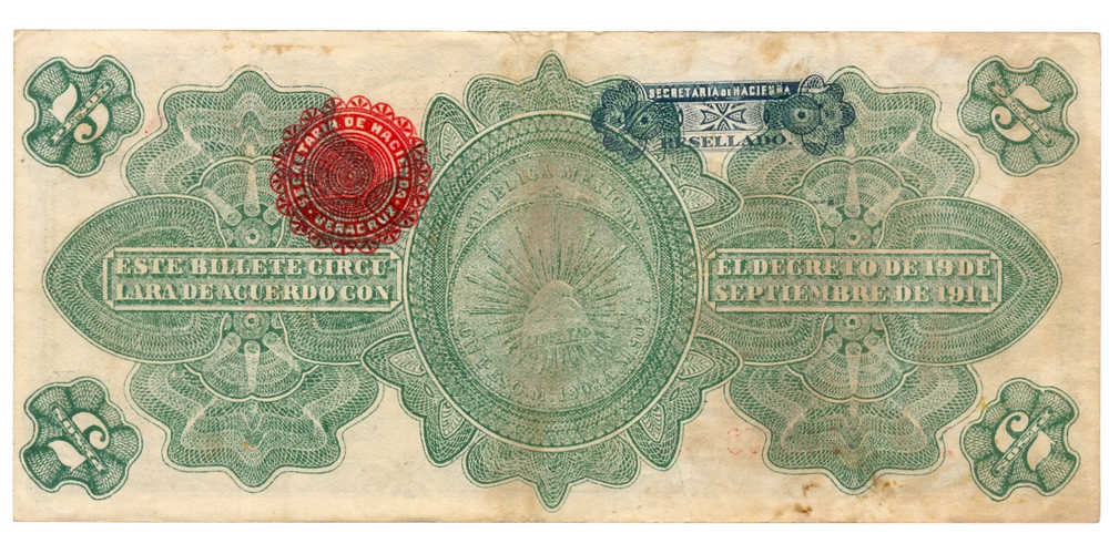 Billete México 5 Pesos 1914 - Gobierno Provisional   - Numisfila