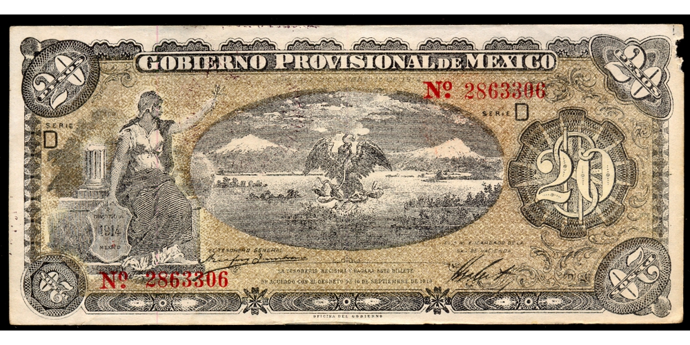 Billete México 20 Pesos 1914 - Gobierno Provisional Estado de Veracruz  - Numisfila