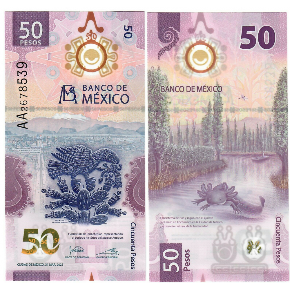 Billete Plástico Mexico 50 Pesos 2021   - Numisfila