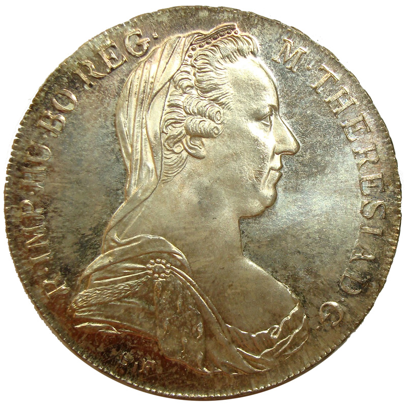 Moneda Austria 1 Thaler 1780 María Teresa Restrike +1970 - Numisfila