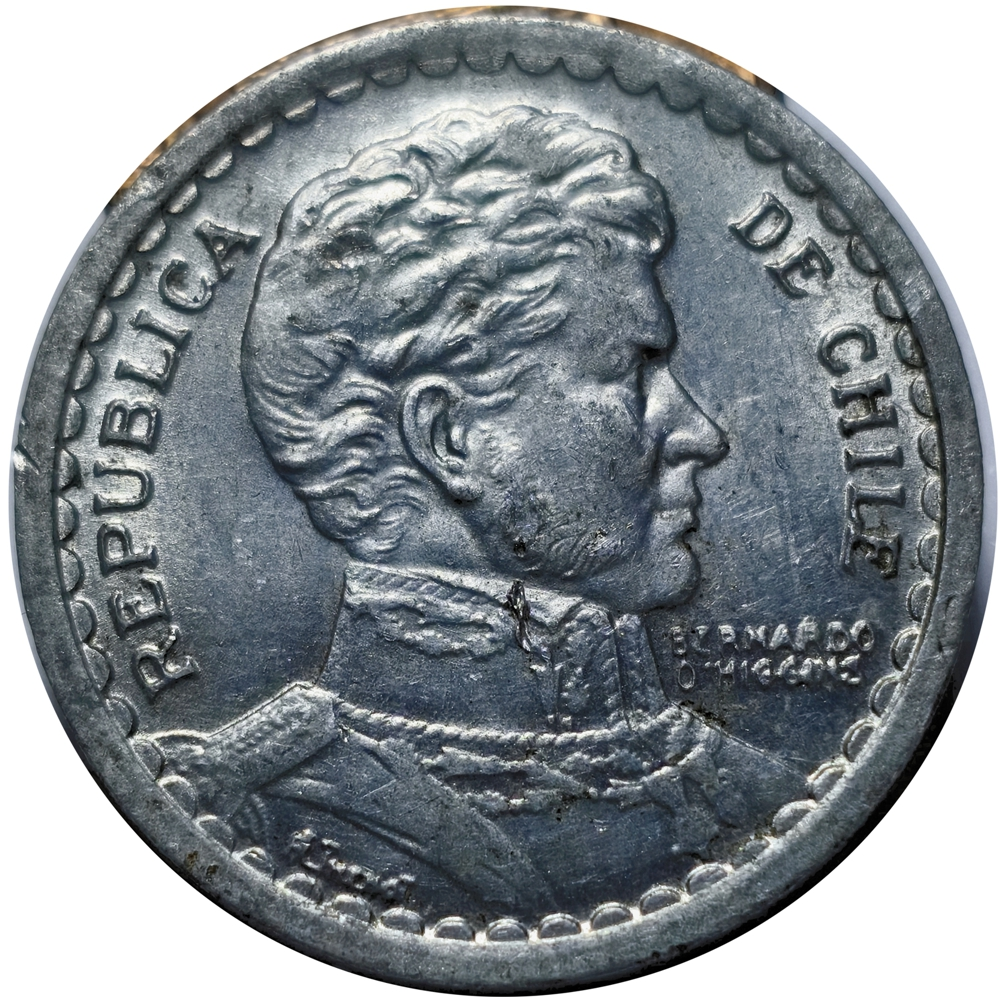 Moneda Chile 1 Peso 1954 - 1958 OHiggins | Flor Lapageria  - Numisfila