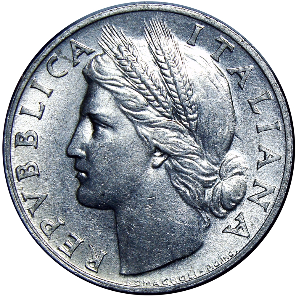 Moneda Italia 1 Lira 1948 - 1950 Diosa Ceres  - Numisfila