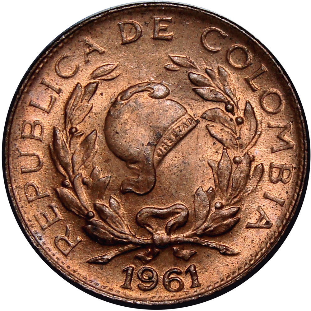Moneda Colombia 1 Centavo 1961 Gorro de la Libertad  - Numisfila