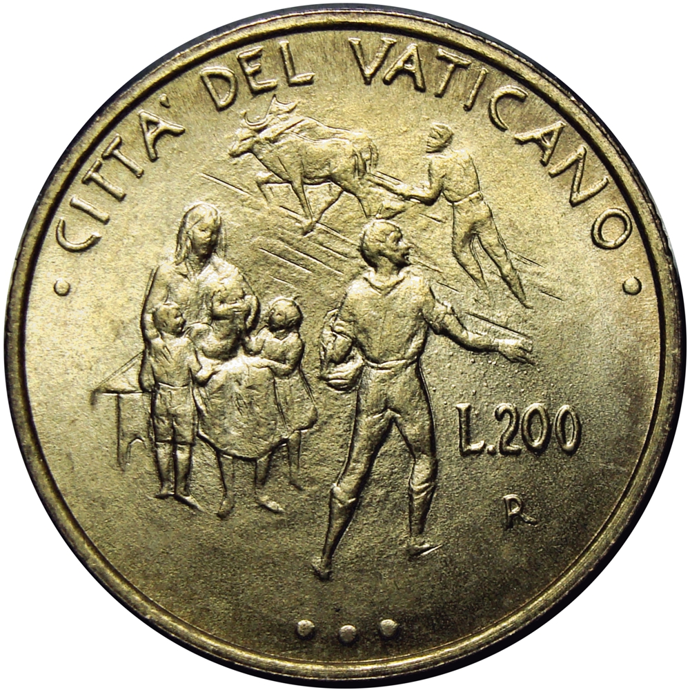 Moneda Ciudad del Vaticano 200 Liras - Juan Pablo II - Agricultura  - Numisfila
