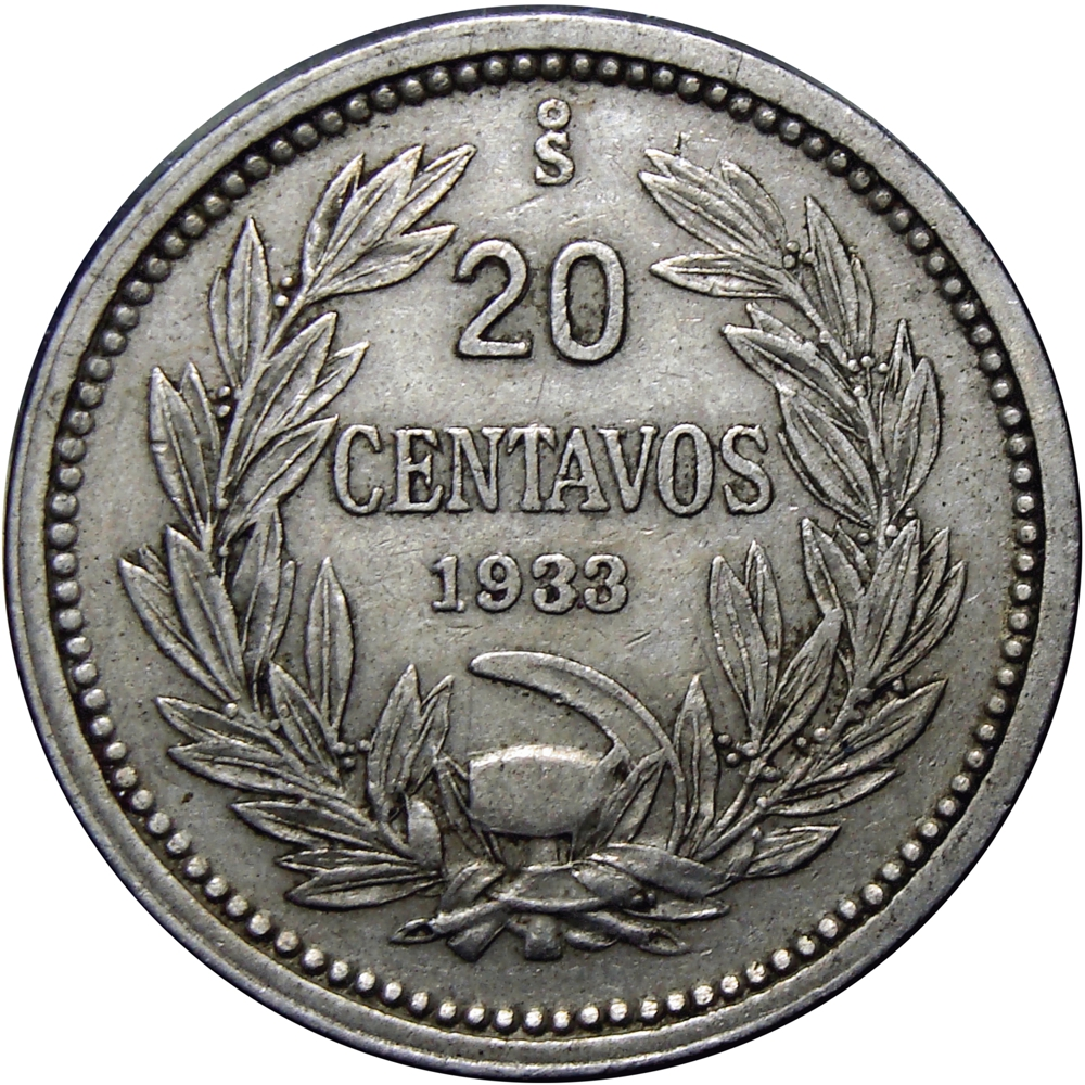 Moneda Chile 20 Centavos 1922 - 1940 - Condor - Numisfila