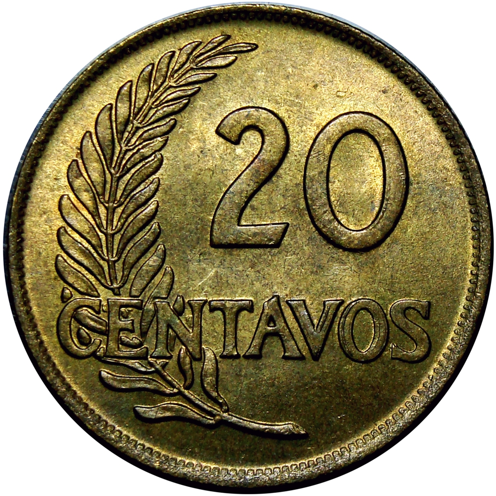 Moneda Peru 20 Centavos 1951 / 1965  - Numisfila