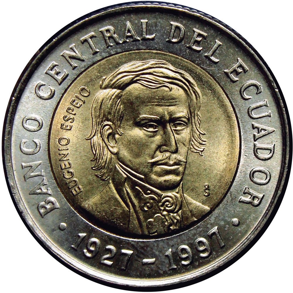 Moneda Ecuador 1000 Sucres 1997 - Bimetalica - 70 Aniversario del Banco Central - Numisfila