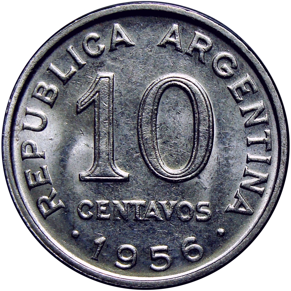 Moneda Argentina 10 Centavos 1956 - San Martin  - Numisfila