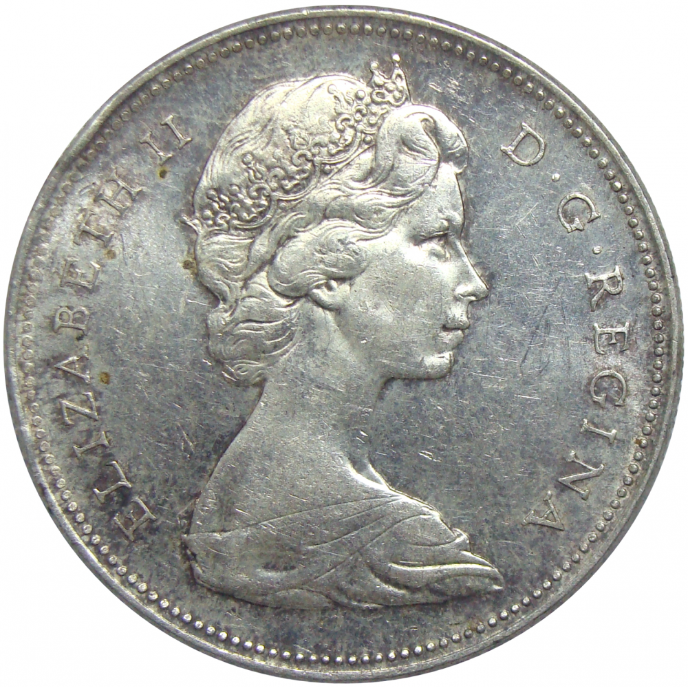 Moneda Plata Canadá 1 Dólar 1966 Elizabeth II  - Numisfila
