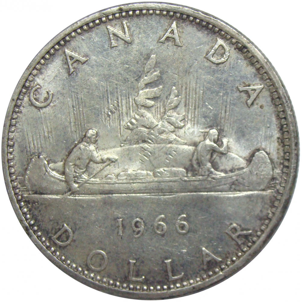 Moneda Plata Canadá 1 Dólar 1966 Elizabeth II  - Numisfila