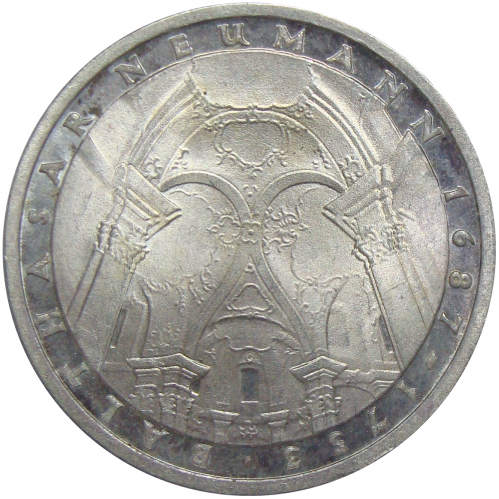 Moneda de Plata Alemania 5 Marcos 1978 J. Balthasar Neumann - Numisfila