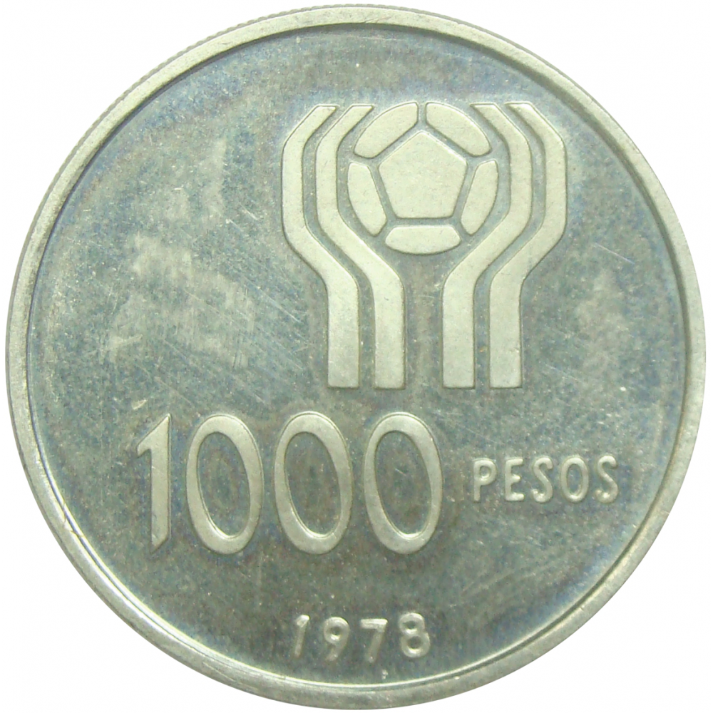 Moneda Plata Argentina 1000 Pesos 1978 Copa Futbol  - Numisfila