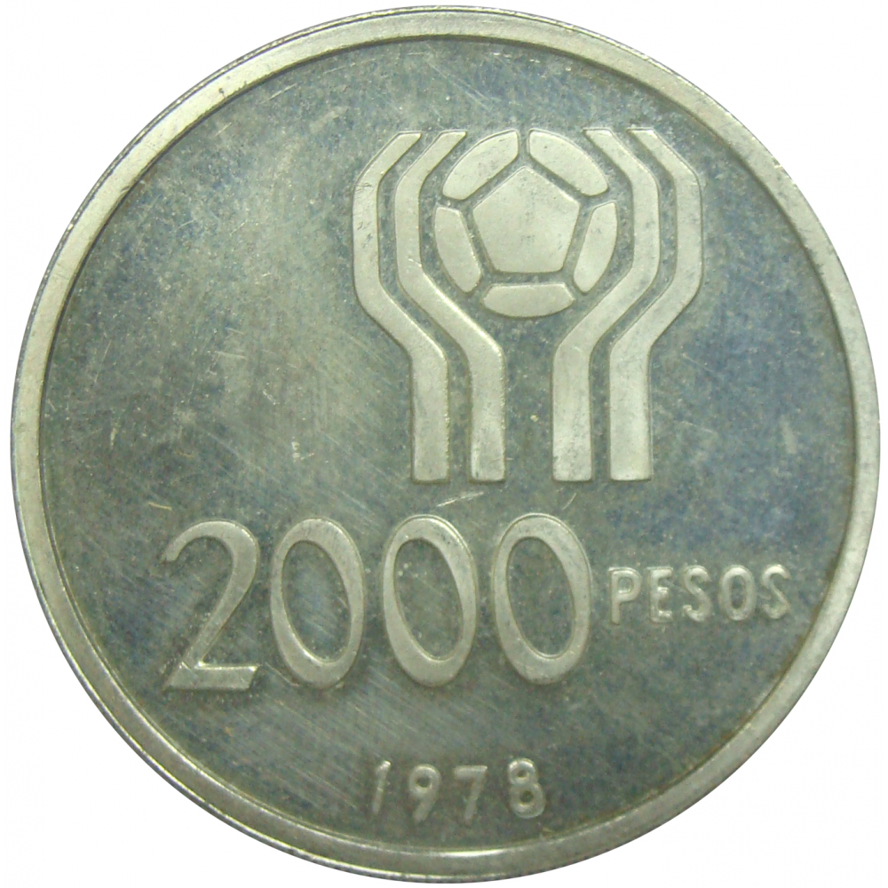 Moneda Plata Argentina 2000 Pesos 1978 Copa Futbol - Numisfila