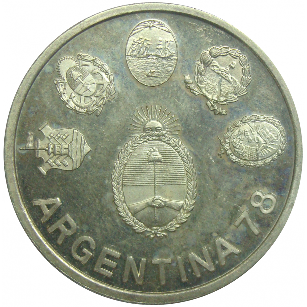 Moneda Plata Argentina 2000 Pesos 1978 Copa Futbol  - Numisfila