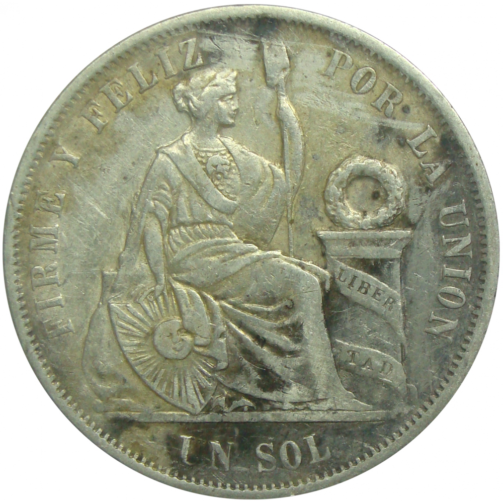 Moneda de Plata Perú  Un Sol 1866   - Numisfila