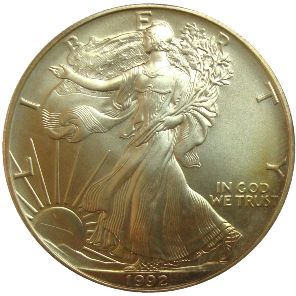 Moneda Plata E.E.U.U. 1 Dollar Liberty 1992 - Numisfila