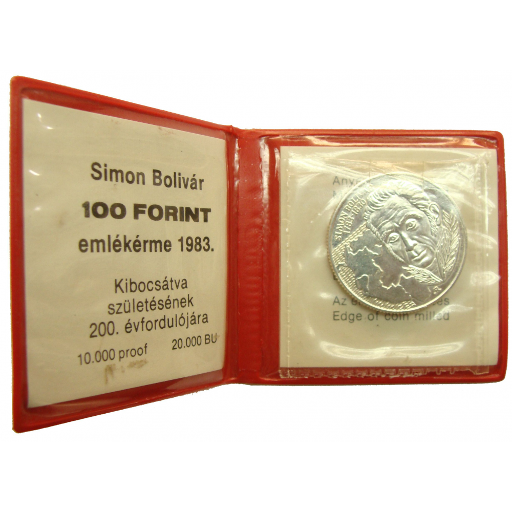 Moneda Hungria 100 Forint 1983 Simon Bolivar  - Numisfila