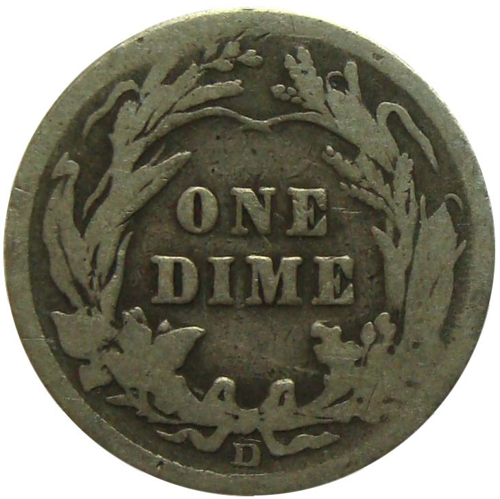 Moneda Plata E.E.U.U. Barber One Dime 1912D 10 Centavos  - Numisfila