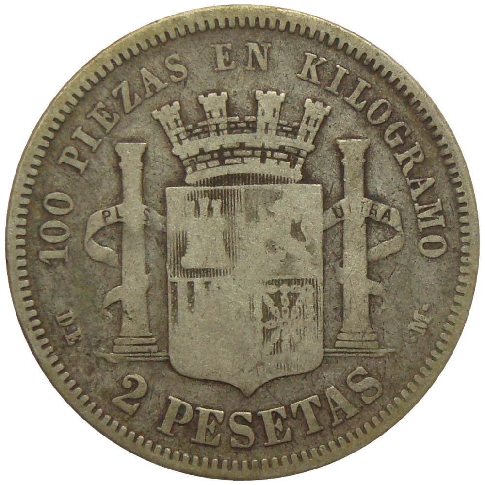Moneda España 2 Pesetas 1870 Madrid  - Numisfila