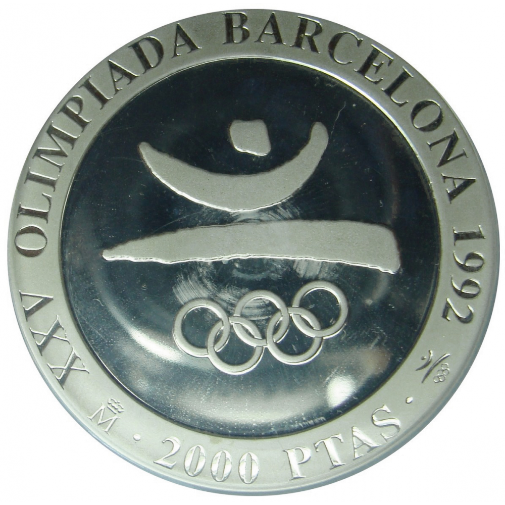 Moneda Plata España 2000 Pesetas 1990 Barcelona 1992 Estuche original con Certificado  - Numisfila