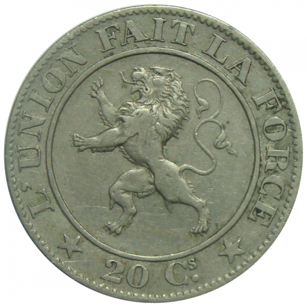 Moneda Belgica 20 Centavos 1861 Leopoldo I  - Numisfila