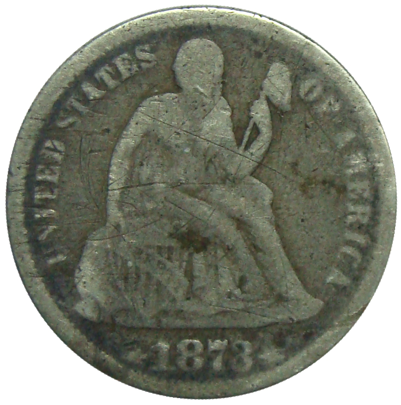 Moneda Plata Estados Unidos 1 Dime 1873  - Numisfila