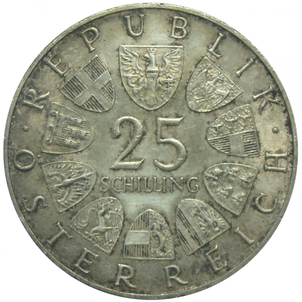 Moneda Austria 25 Schilling 1967 250 Años Nacimiento Maria Teresa  - Numisfila