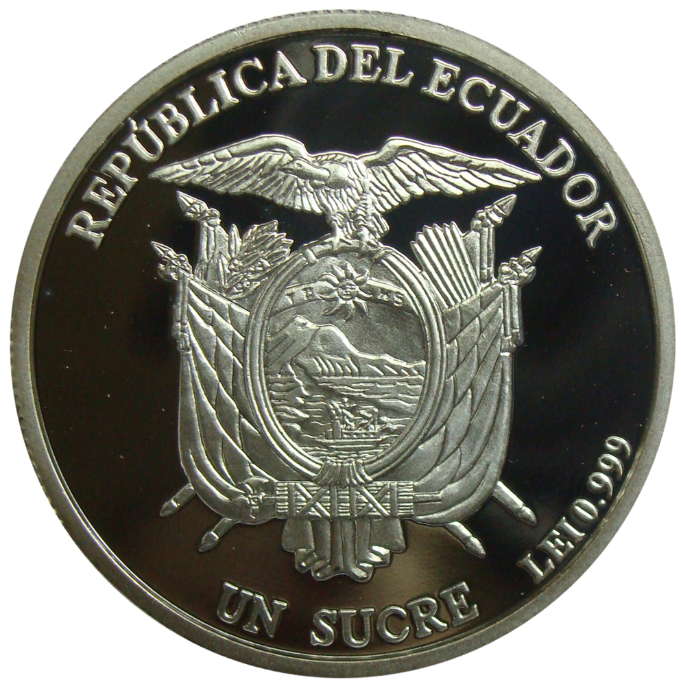 Moneda Plata Ecuador 1 Sucre 2011 Manuela Saenz COA  - Numisfila