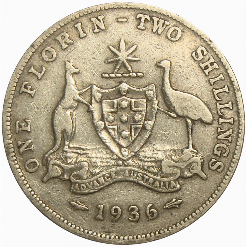 Moneda de Plata Australia One Florin 1936 Jorge V  - Numisfila