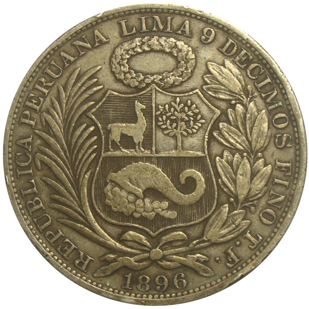 Peru Moneda Plata Un Sol de 1896  - Numisfila