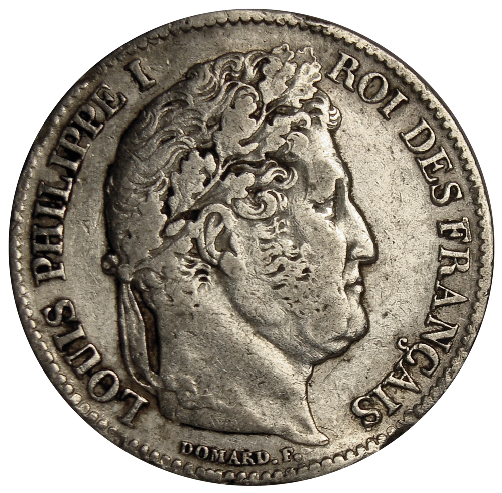 Moneda Plata Francia 1 Franco 1841 B Luís Felipe I  - Numisfila