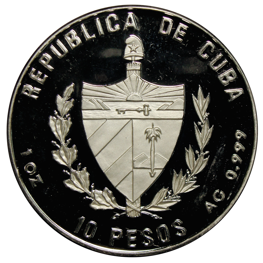 Moneda Plata Cuba 10 Pesos 1993 Bolívar y Martí  - Numisfila