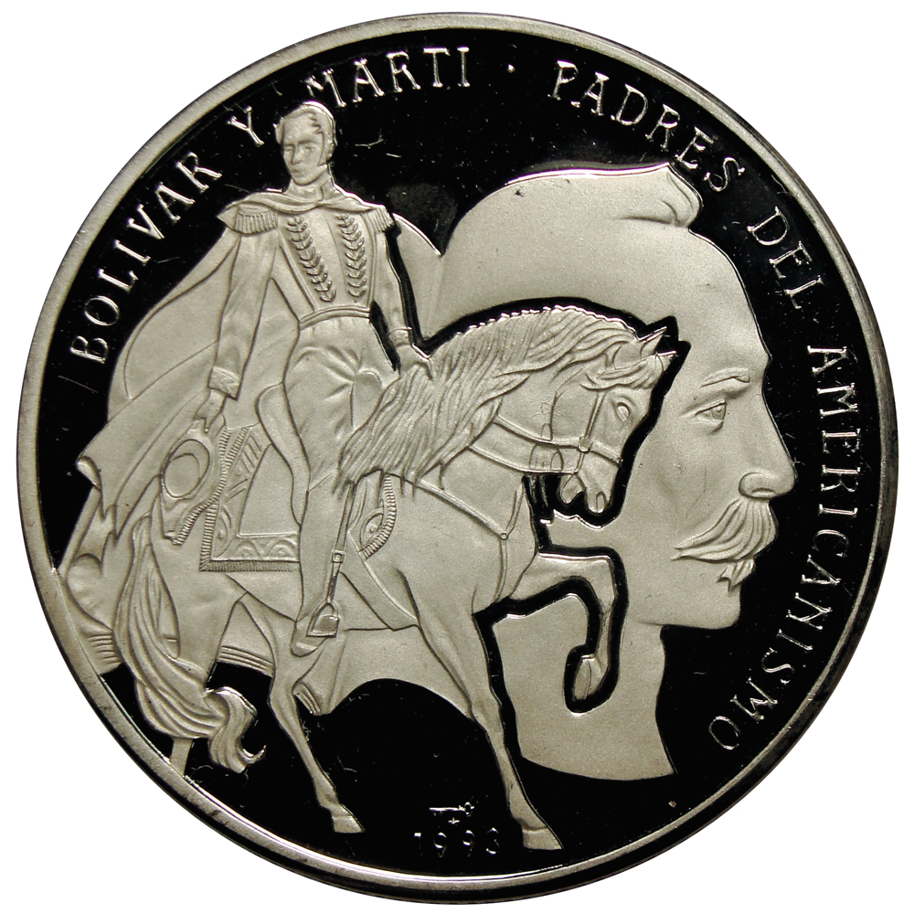 Moneda Plata Cuba 10 Pesos 1993 Bolívar y Martí  - Numisfila