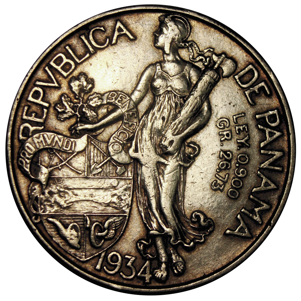 Panamá Moneda de Plata 1 Balboa 1934 Vasco Nuñez - Numisfila