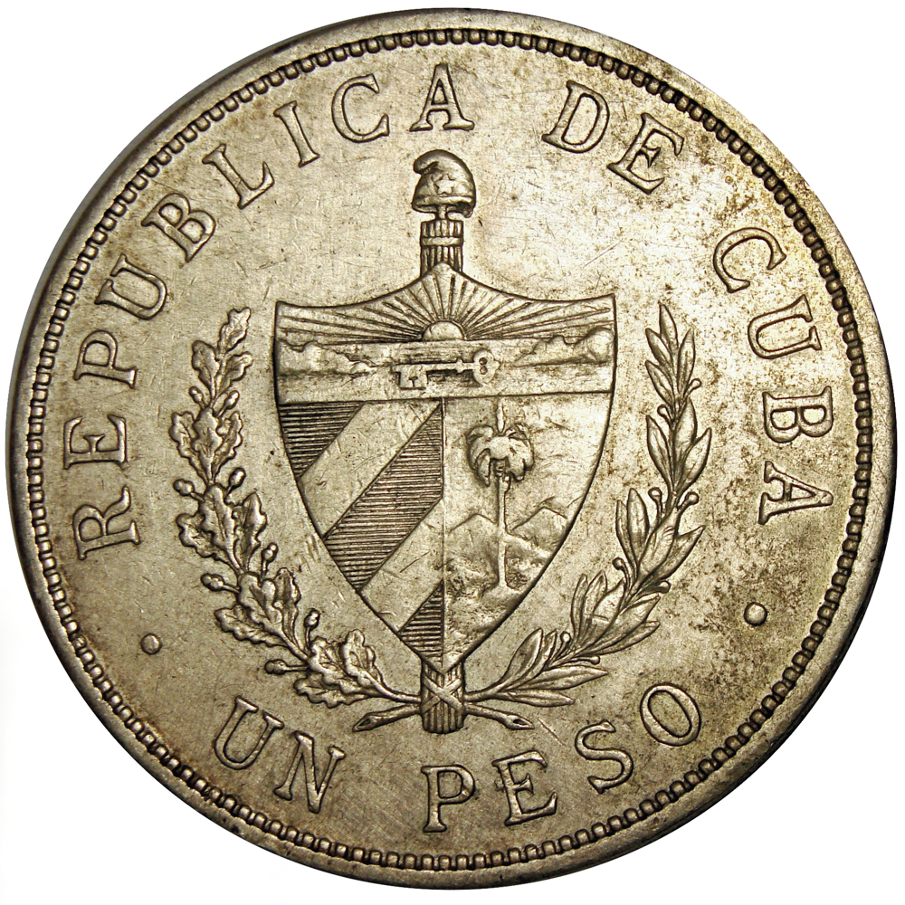Moneda de Plata Cuba Un Peso 1934 Patria y Libertad  - Numisfila