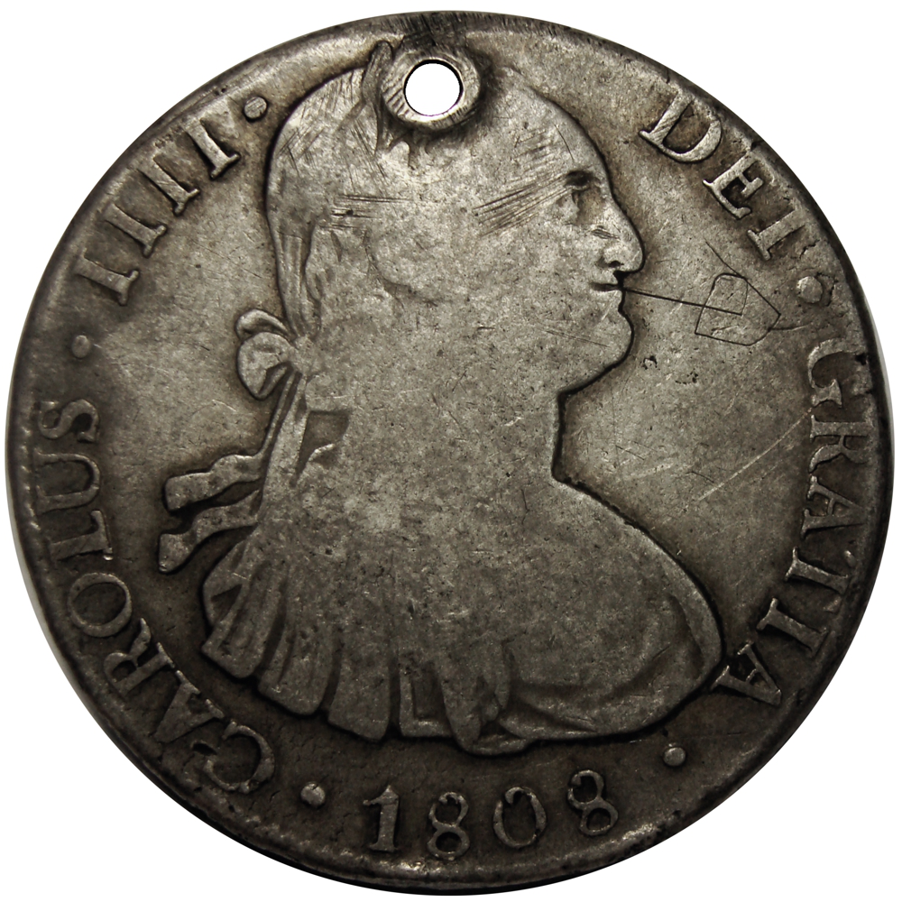 Moneda de Plata Bolivia 8 Reales 1808 PJ Potosí Carlos IV  - Numisfila