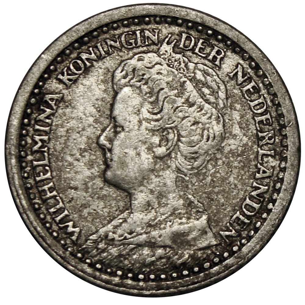 Moneda de Plata Holanda 10 Cents 1918 Reina Wilhelmina  - Numisfila