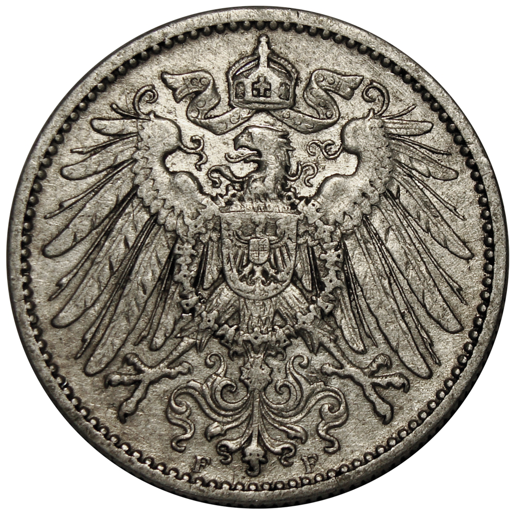 Moneda de Plata Alemania 1 Mark 1907 F - Stuttgart  - Numisfila