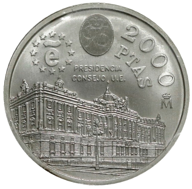 España Moneda de Plata 2000 Pesetas 1995 Presidencia Consejo UE - Numisfila