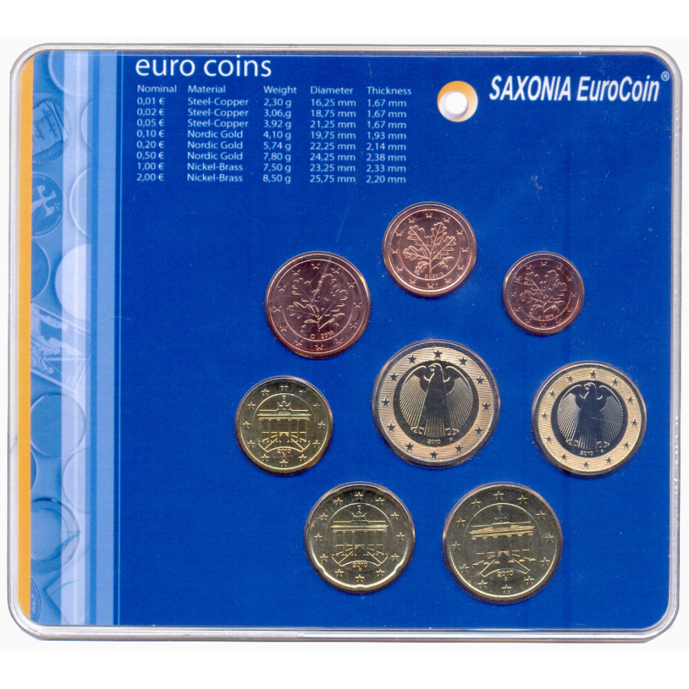 Set Alemania 8 Euro Monedas 2010 Estuche Original   - Numisfila