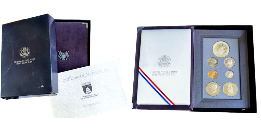 Set Prestigio EE. UU. 7 Monedas Proof 1989 S Bicentenario Congreso En Estuche Original - Numisfila