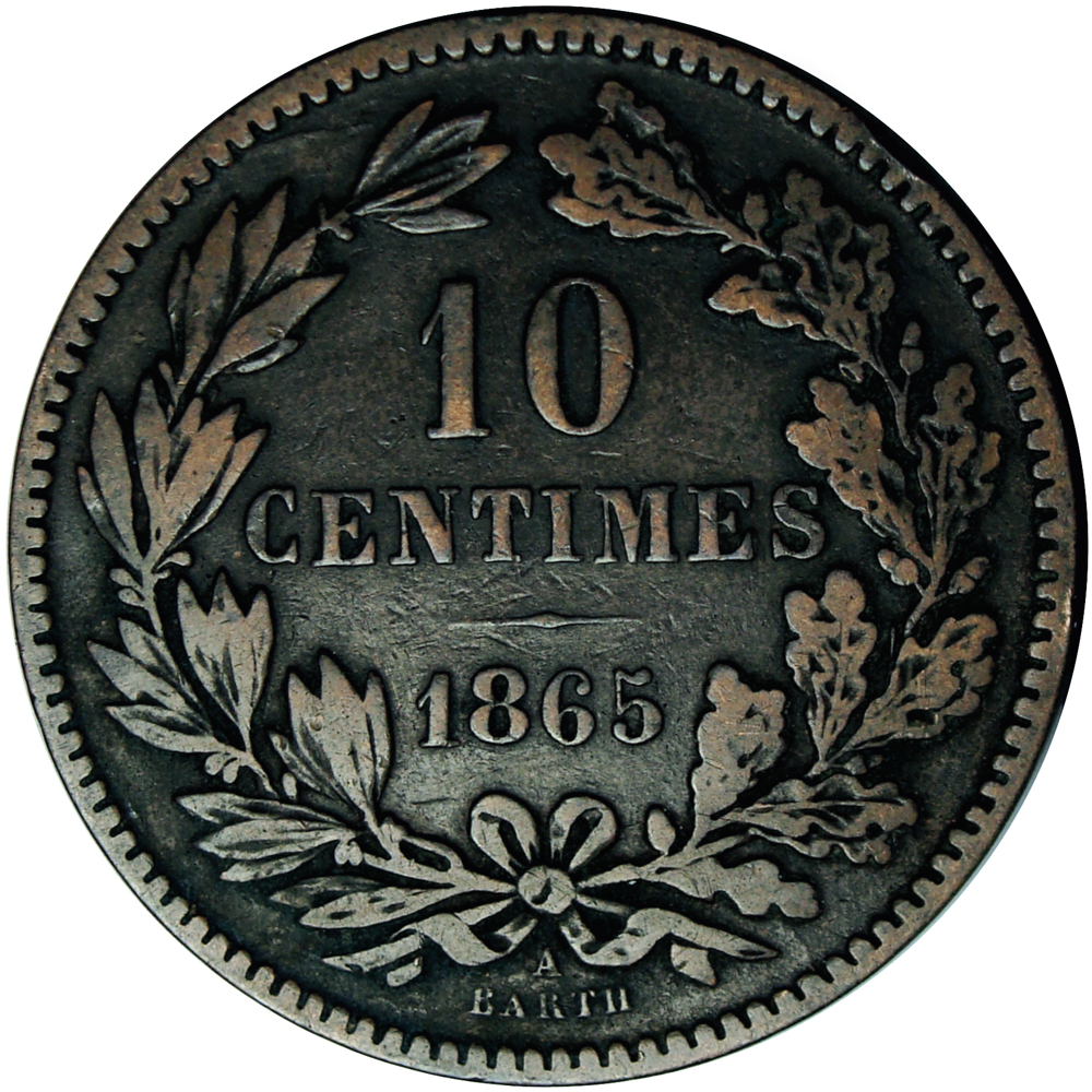 Moneda Luxemburgo 10 Centimes 1865 A Guillermo III - Numisfila