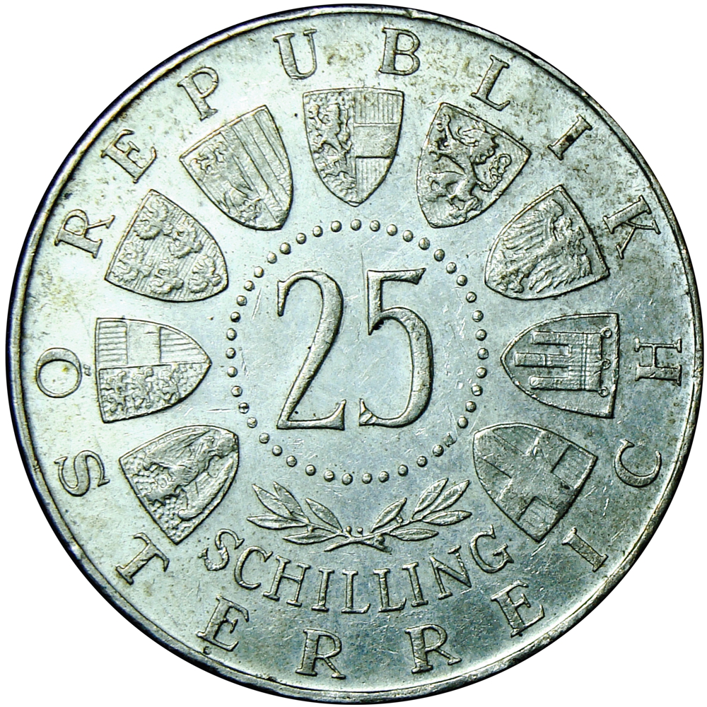 Moneda de Plata Austria 25 Schilling 1962 Anton Bruckner  - Numisfila