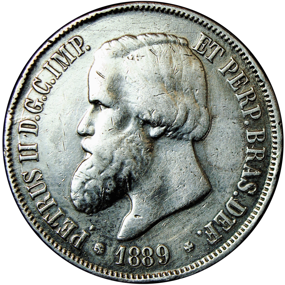 Brasil Moneda de Plata 2000 Réis 1889 Emperador Pedro II - Numisfila
