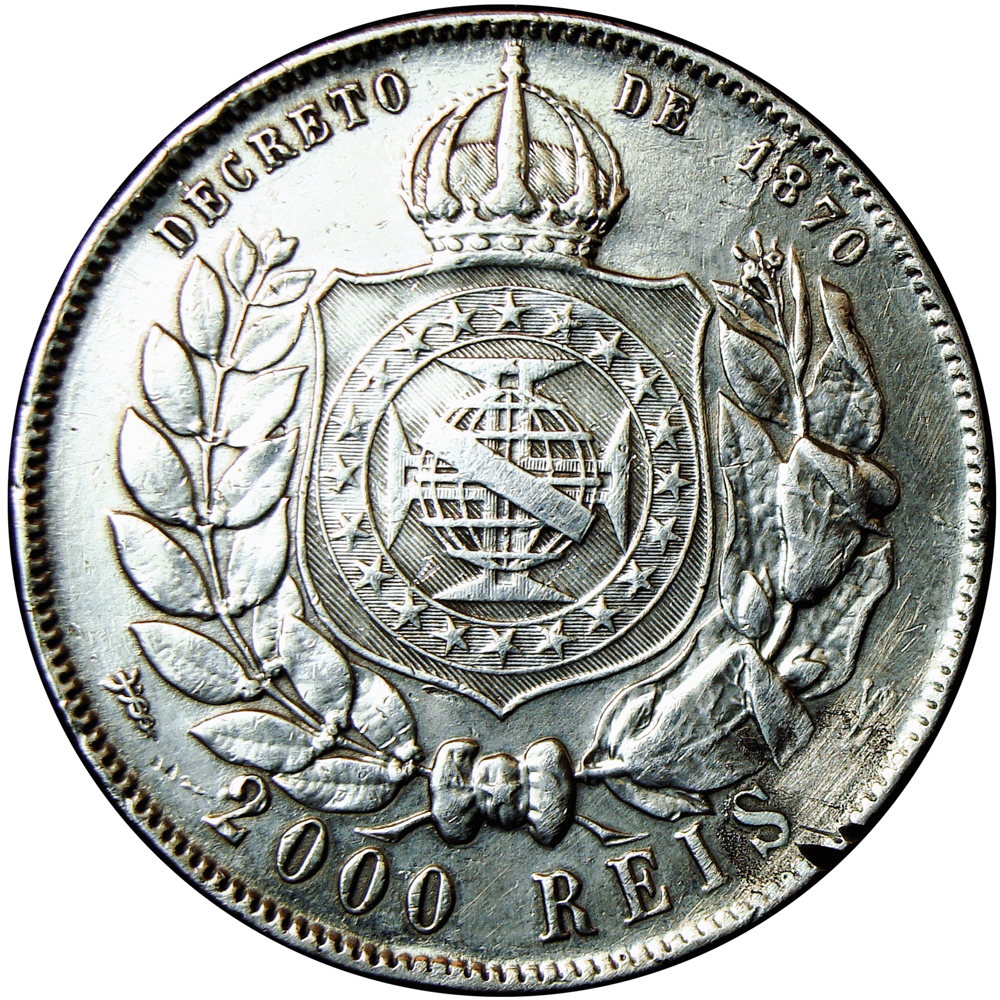 Brasil Moneda de Plata 2000 Réis 1889 Emperador Pedro II  - Numisfila