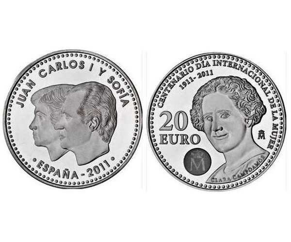 Moneda de Plata España 20 Euros 2011 Clara Campoamor Día Internacional de la Mujer   - Numisfila