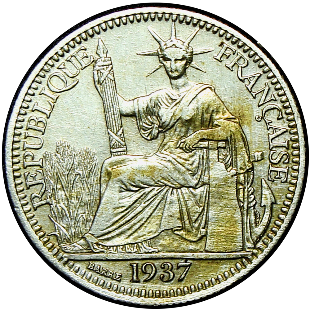 Moneda de Plata Indochina Francesa 10 Cent de Piastre 1937 - Numisfila