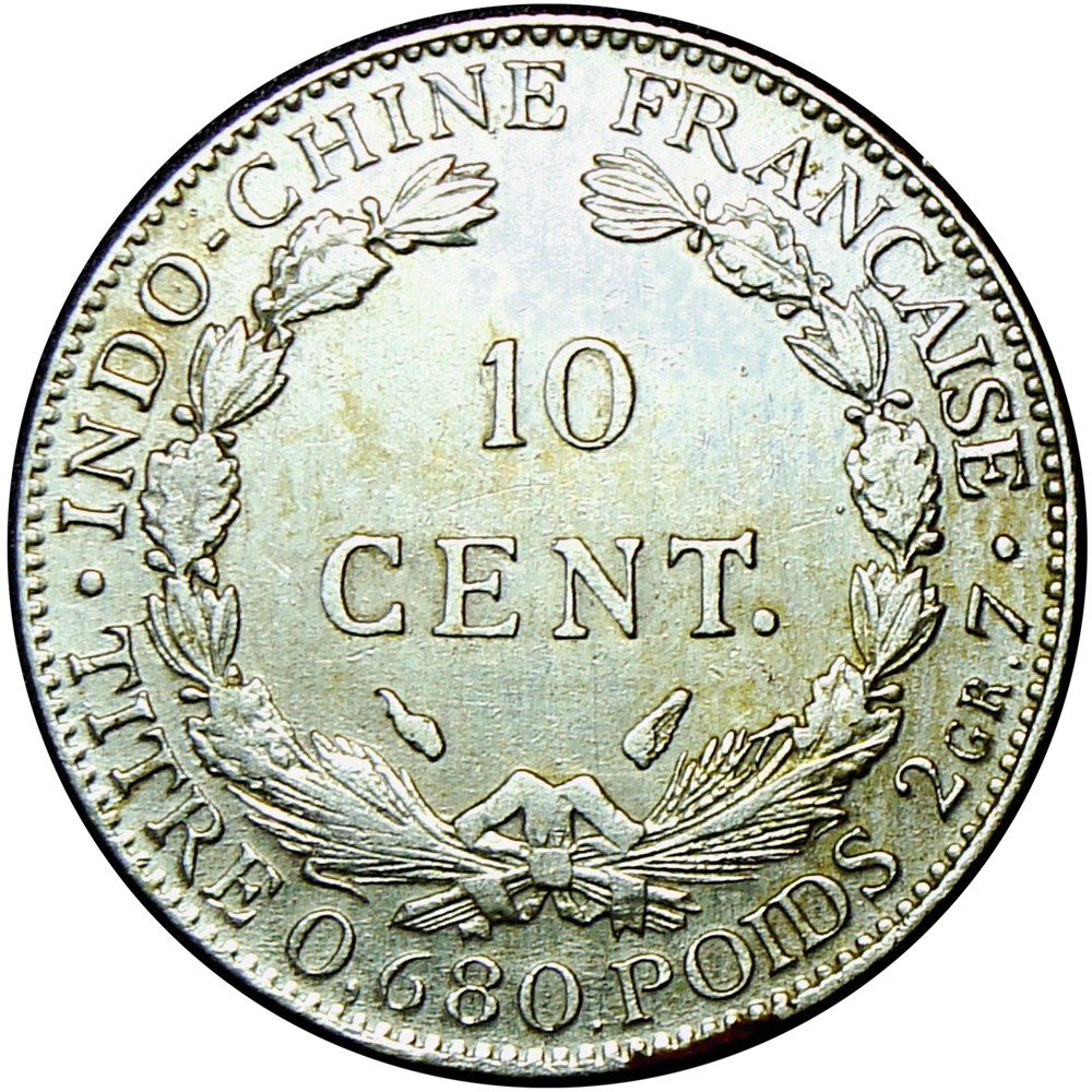 Moneda de Plata Indochina Francesa 10 Cent de Piastre 1937  - Numisfila