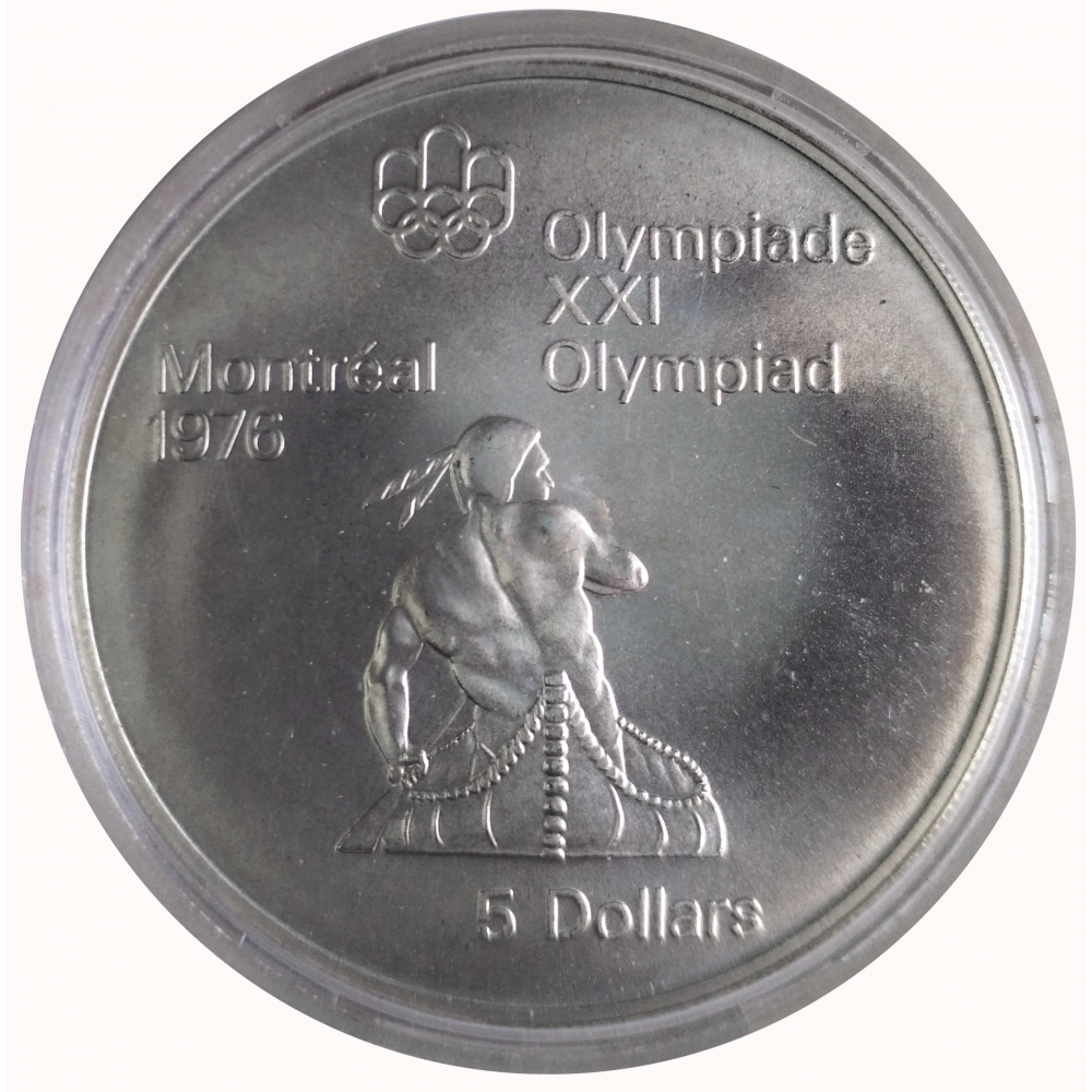 Moneda de Plata Canadá 5 Dolares 1974 Canotaje - Juegos Olímpicos Montreal  - Numisfila