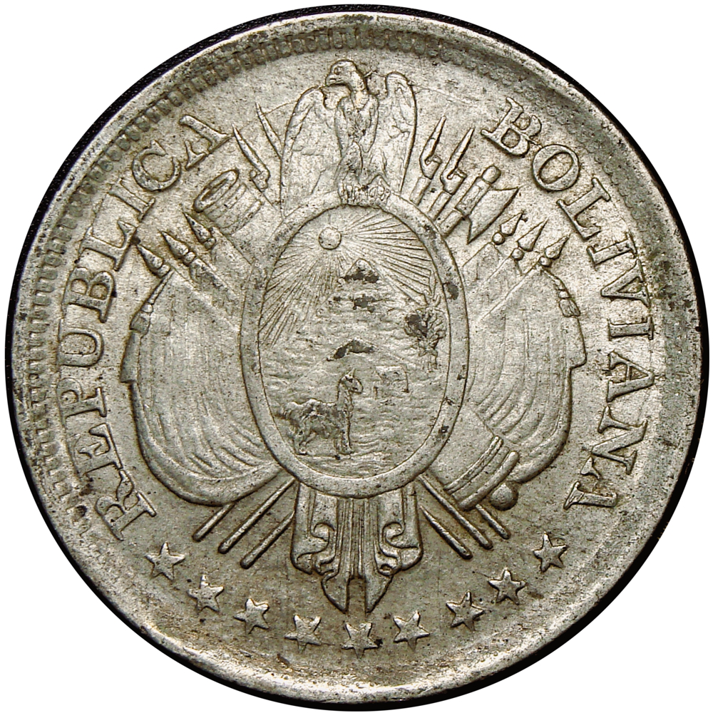 Moneda de Plata Bolivia ½ Boliviano - 50 Centavos 1899  - Numisfila